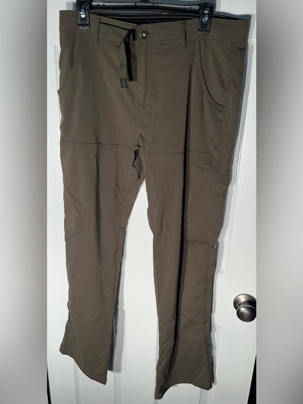 Men’s Prana Stretch Zion Pants Medium M x 32L Khaki Hiking Cargo Outdoor Belted